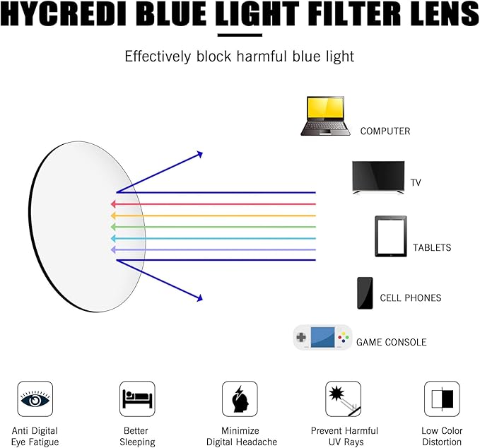 Hycredi Kids Blue Light Blocking Glasses for Boys & Girls ?€? Reduce Eye Strain from Screens, Computer, Gaming, TV & Phone