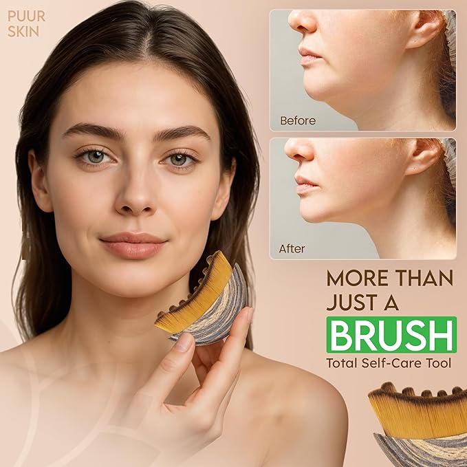 Pack of 2 Lymphatic Contour Face Brush, Lymphatic Drainage Massager, Double Chin Reducer Lymphatic Drainage Brush Anti-Puffiness Ergonomic Facial Cleansing Brush for Sculpting