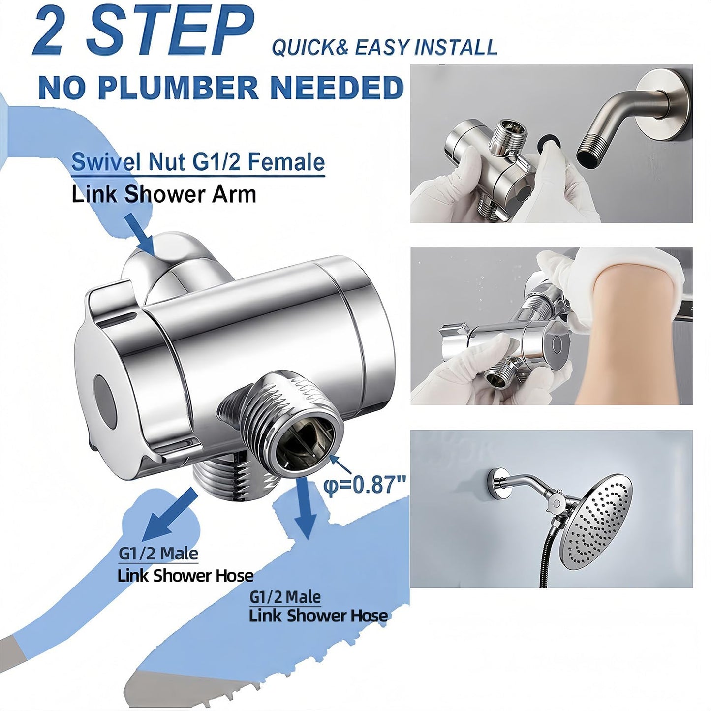 KroBer Dog Shower Sprayer Attachment for Pet Showering, Chrome Finish