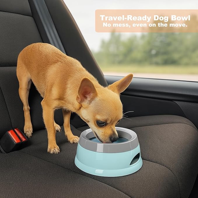 Pets No-Spill Slobber Stopper Water Bowl,Splash Proof Drinking Bowl for Home and Travel,No Messy No Drip No Sloppy Water Bowl for Sm-Med Dogs/Cats/Pets 25OZ