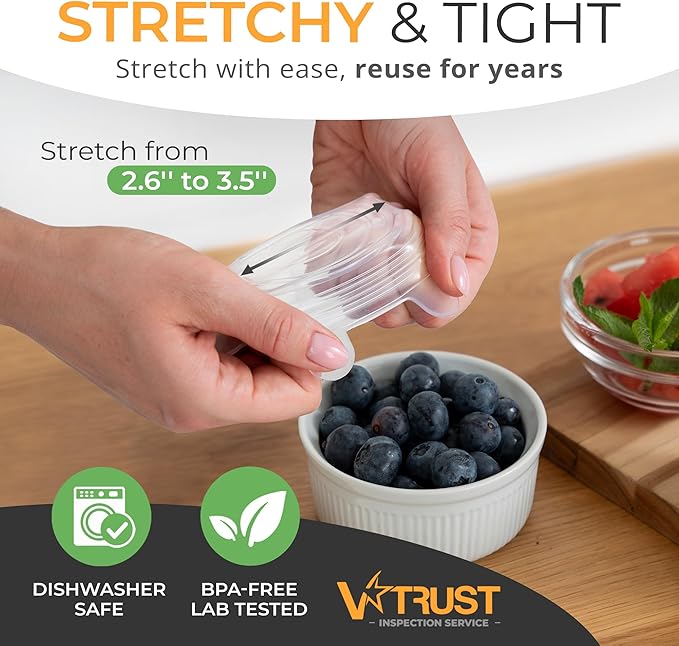 Orblue Reusable Silicone Stretch Lids 6-Pack Small for Fresh Food Storage - Seal in Flavors, Keep Food Fresh and Reduce Waste Multicolored
