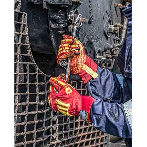 Ironclad mens Work Glove KONG RIGGER GRIP A5, Red/Yellow, Large US