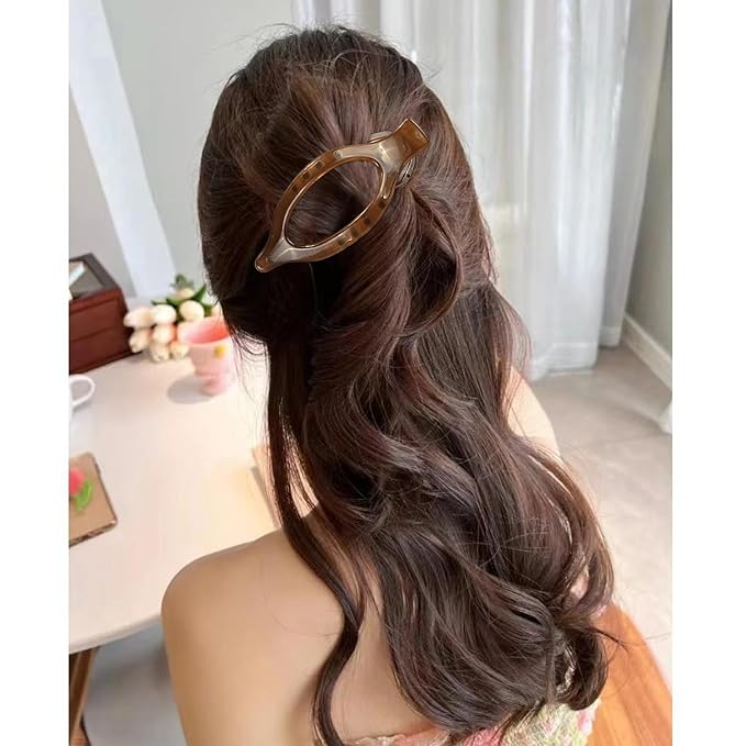Flat Hair Claw Clips - Women's 3pc French Concord Large Neutral Jaw Clips for Thin/Thick Hair - White, Brown, Black