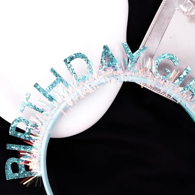 CIEHER Blue Birthday Girl Headband Birthday Crown for Women Girls