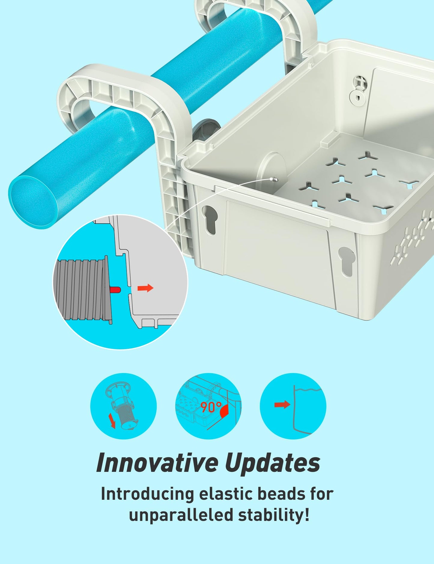 [PATENTED] POOLHACKER 2026 Upgrade 2 Sets Poolside Storage Basket - Original Above Ground Pool Accessories, Swimming Pool Storage Basket with Pool Cup Holder, Poolside Storage to Organize Cup Towel