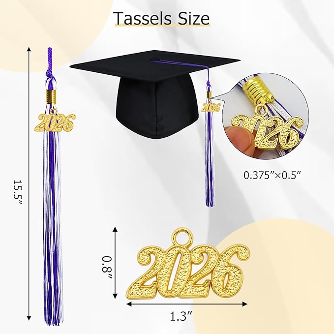 GraduationMall Single&Multiple Color Graduation Tassel with 2026 Year Charm 9"