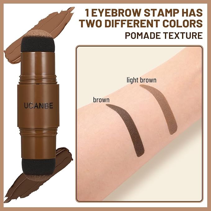 UCANBE 25PCS Eyebrow Stamp Stencil Kit With Dual-Color Eyebrow Stamp Pomade,20 Reusable Eyebrow Stencils,Finising Powder,Brush,Eyebrow Razor,Zipper Pouch,Waterproof Eye Brow Stamping and Shaping Kit02