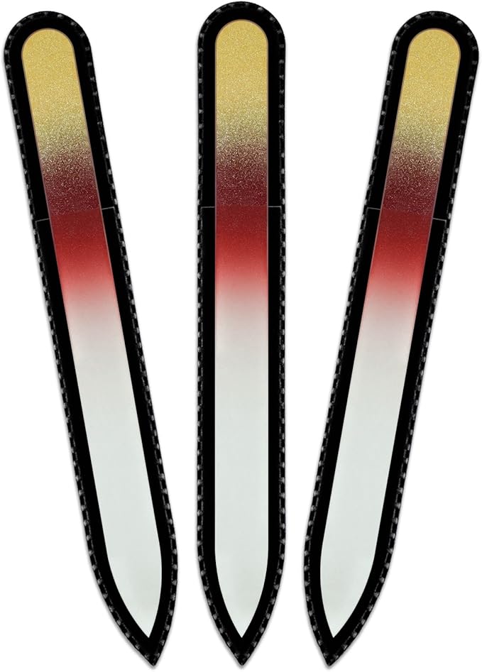 Mont Bleu Rainbow Glass Nail File in Black Pouch - Czech Tempered Glass - Handmade in Bohemia-Czech Republic - Best Crystal Glass Nail File for Women