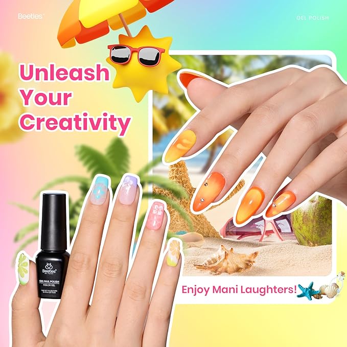 beetles Spring Gel Polish Set - 36 Colors Pastel Neon Gel Nail Polish Pink Red Green Blue Yellow Nail Polish with 4Pcs Base Top Coat Soak off Colorful Collection UV