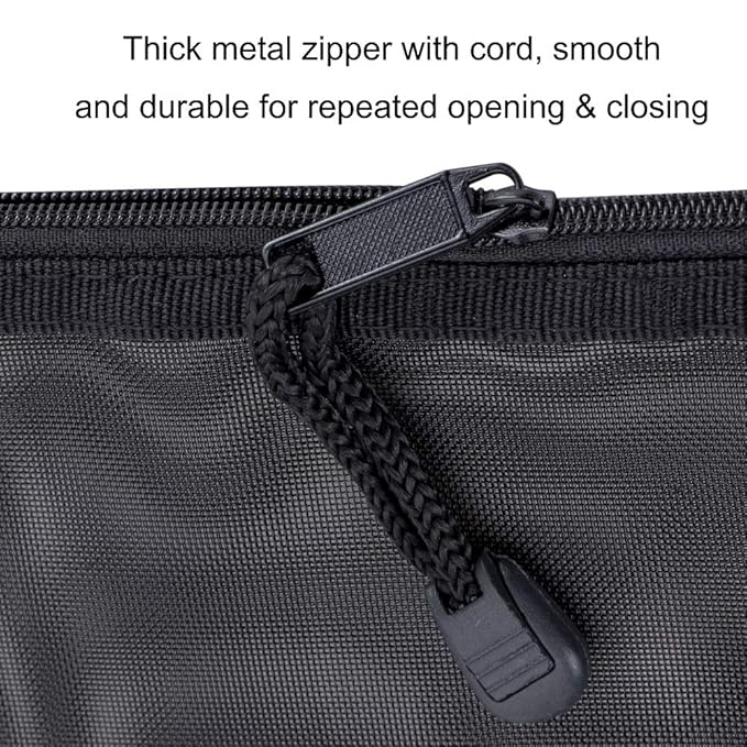 HRX Package Nylon Mesh Cosmetic Zipper Bags, 6PCS Black Makeup Pouches Travel Organizer Case for Purse Diaper Bag (A5 x 3pcs, A6 x 3pcs)
