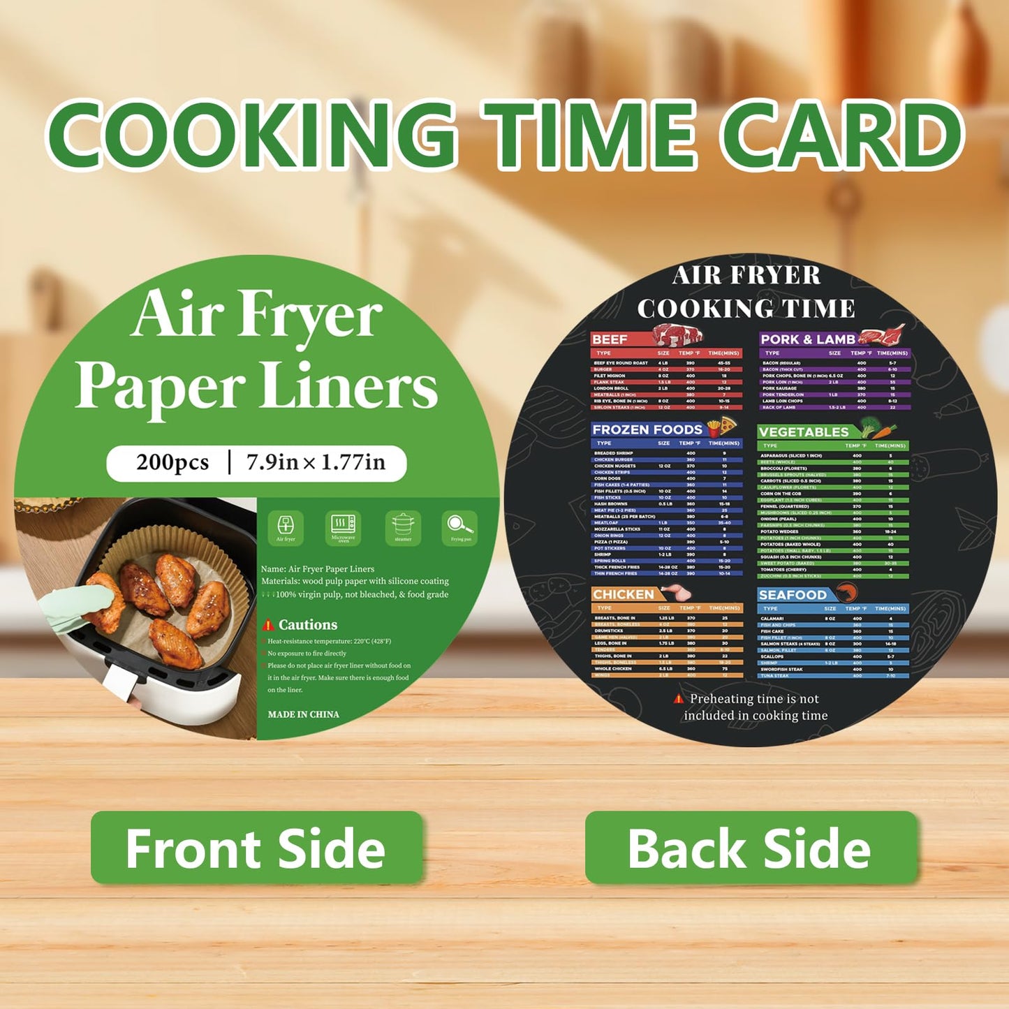 200PCS Air Fryer Liners Disposable: Round 7.9 Inch Non-Stick Airfryer Paper Liners - Food Grade Parchment Paper for 5 6 7 8 QT Air Fryer Baking and Roasting - Waterproof and OilProof (10 Inch on Top)