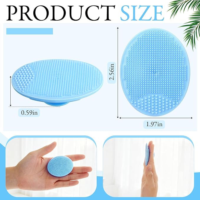 Nuogo 20 Pack Face Scrubber Soft Silicone Facial Cleansing Brush Wash Brush for Deep Cleaning, Face Scrub Brushes for Massage Faces Exfoliator Blackhead Removing Faces Cleansing Pads (Light Blue)