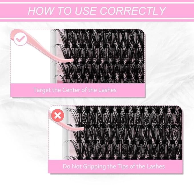 Lash Clusters 20mm Individual Lashes Cluster Black Volume Eyelash Clusters Long Individual Lash Extensions D Curl Cluster Lashes DIY Eyelash Extension (40D-0.07D, 20mm)