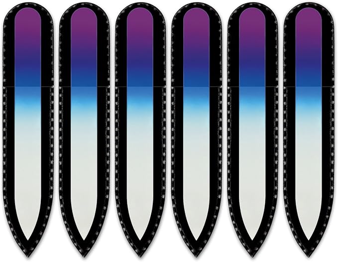 Mont Bleu Rainbow Crystal Nail File in Black Pouch - Small/Purse Size - Czech Tempered Glass - Handmade in Bohemia (Czech Republic)