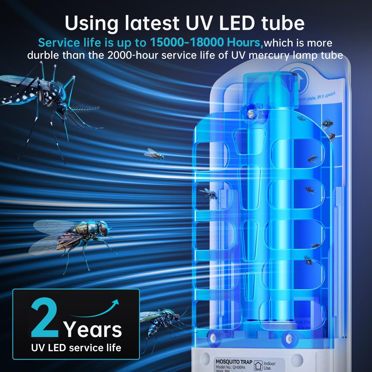 Fruit Fly Traps Indoor for Home: Plug in Mosquito Bug Zapper Gnat Moth Catcher with 9W Night UV Light, 2 Devices 20 Sticky Glue Board Refills for Indoors Flying Insect Trap
