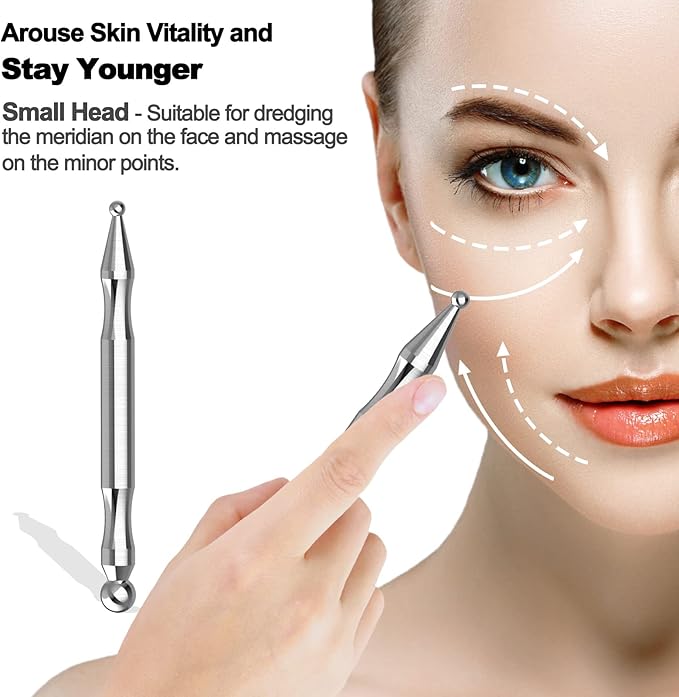 Stainless Steel Acupuncture Pen for TMJ Relief, Jaw Massager Pen for Jaw Clenching, Acupressure Facial Tool for Face Reflexology and Full-Body Pressure Point Massage