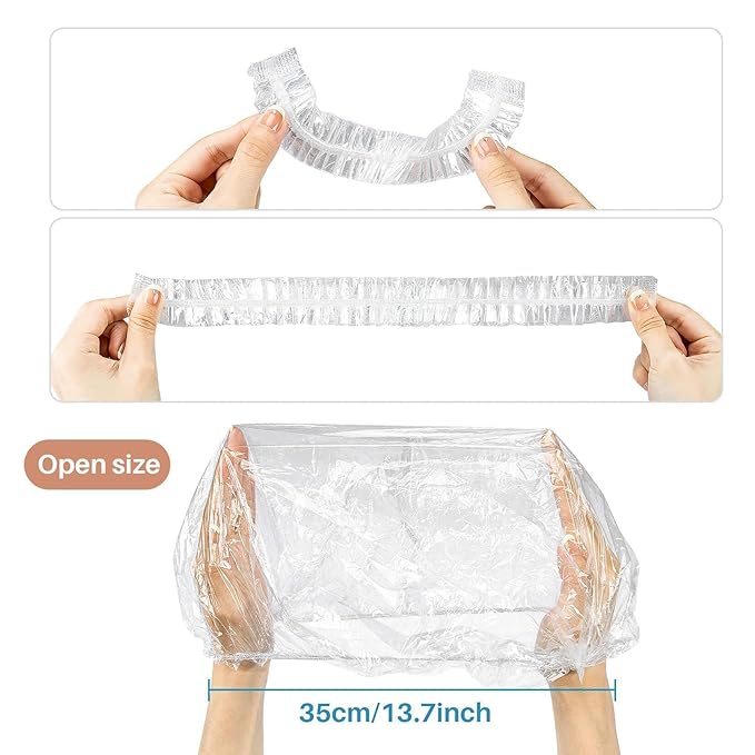 MAQIHAN 100 Disposable Shower Caps Large - Thickened Plastic Hair Caps for Deep Conditioning Shower Cap Reusable Waterproof for Women Men Hair Treatment Bath Cap for Long Hair Travel Essentials