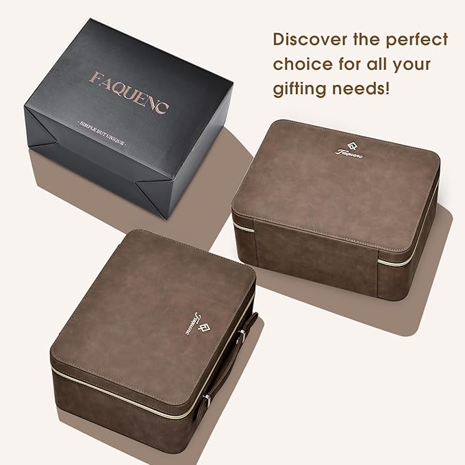 Faquenc Makeup Case with LED Lighted Mirror 11.4 Inch Travel Makeup Bag Adjustable Brightness in 3 Colors Cosmetic Organizer Artist Storage Bag with Dividers Brush Holder Bag Vanity Grey