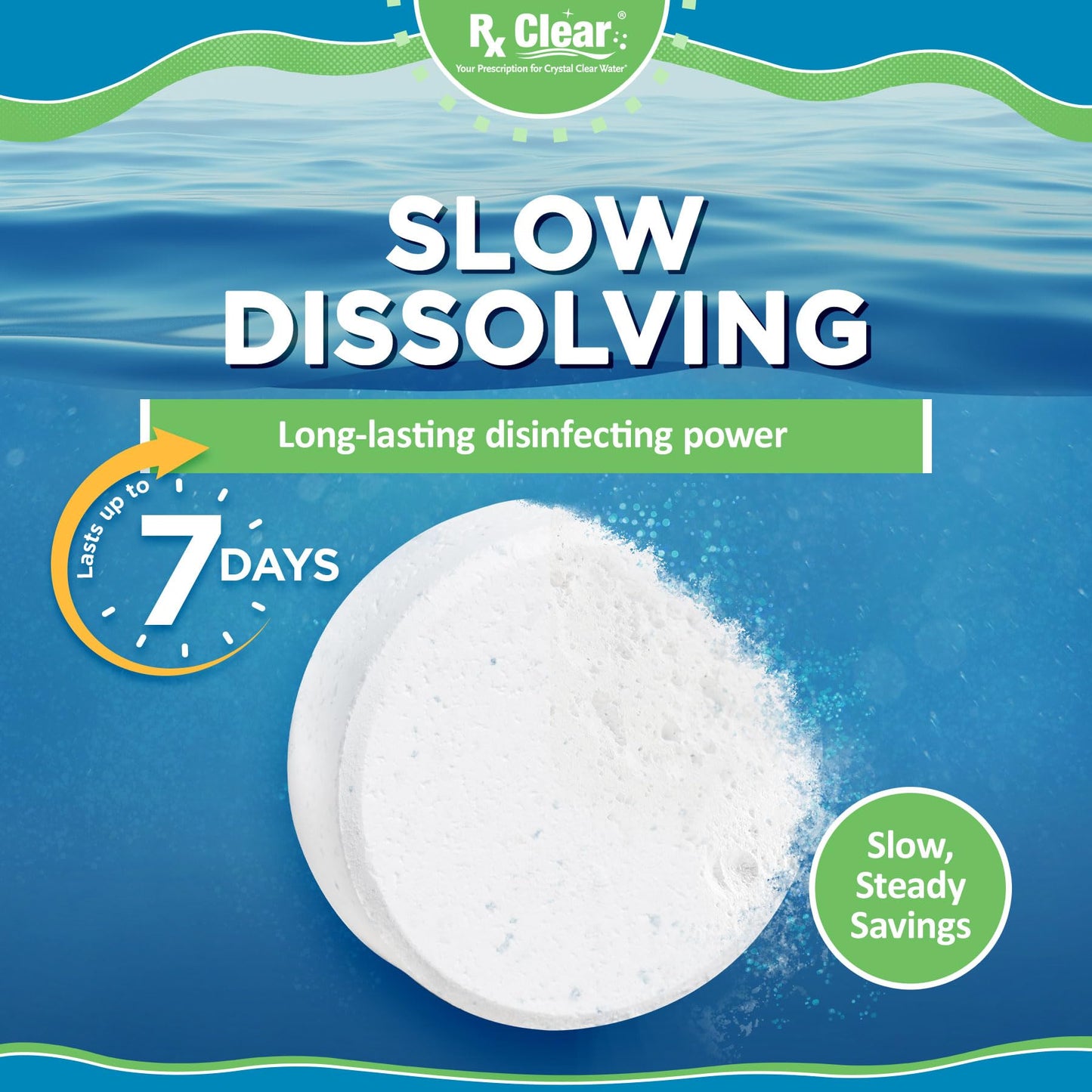 Rx Clear 3" Inch Chlorine Tabs | 10 Pounds | Individual Stabilized Chlorinating Tablets for Sanitizing Swimming Pools | Long Lasting, Slow Dissolving, and UV Protected