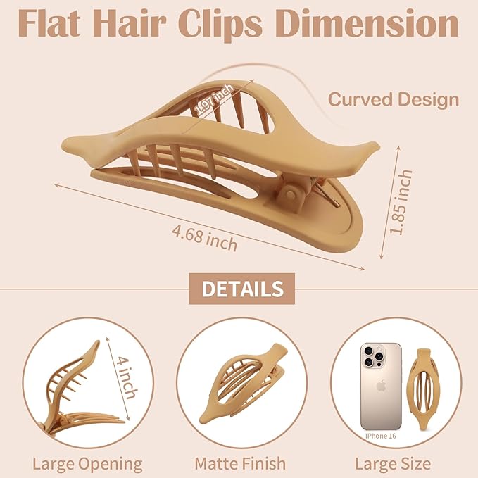 9 Pack Flat Hair Clips for Women, Matte Claw Clips for Thick & Thin HairÃ¯Â¼ÂYellow)