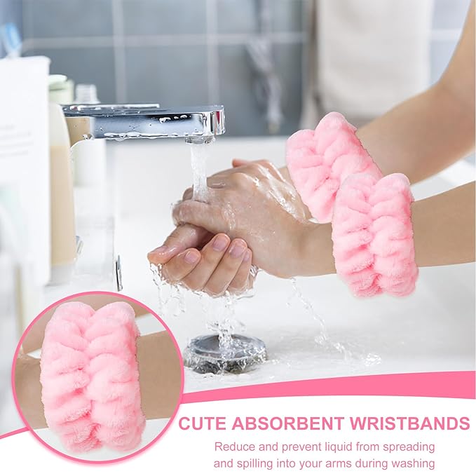 6Pcs Spa Headband and Wristband set, Terry Cloth Skincare Makeup Headbands for Women for Washing Face Sponge Puffy Hair Band