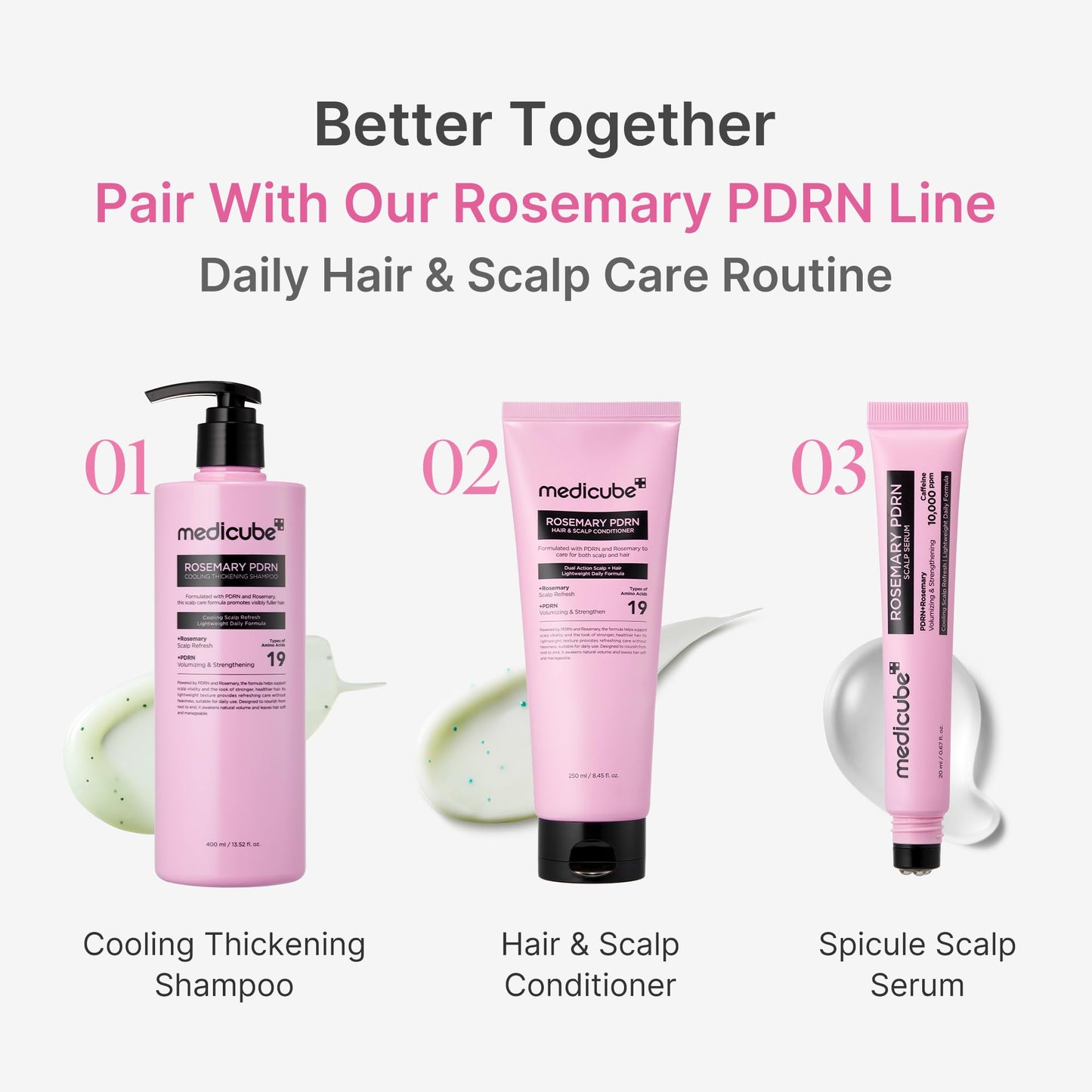 medicube Rosemary PDRN Clarifying Thickening Shampoo | Cooling, Clarifying Care for Thinning, Weak & Flaky Hair | Amino Acid Complex for Stronger, Thicker-Looking Hair | Korean Hair Care, 13.52 fl.oz