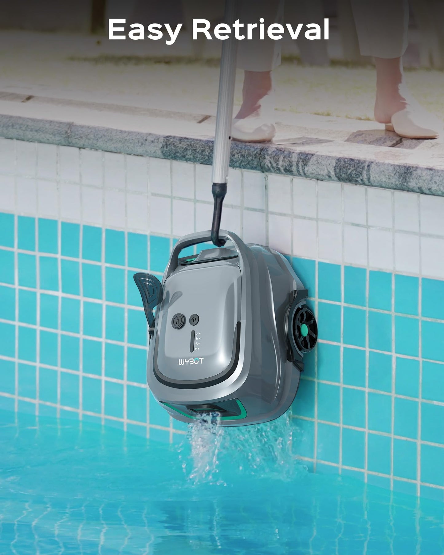 WYBOT A1 Robotic Pool Cleaner – Dual-Layer Filtration, 120-Min Runtime, Powerful Cordless Pool Vacuum for Above-Ground & Flat Pools, Efficient Debris Removal & Auto-Parking Design (Gray)