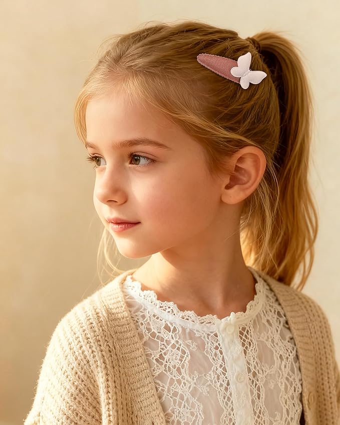 doboi 20Pcs Toddler Hair Clips Baby Girl Hair Bows Clips Floral Print Non Slip Wrapped Snap Hairpins Butterfly Clips for Hair Barrettes Hair Accessories for Baby Toddler Girls Kids