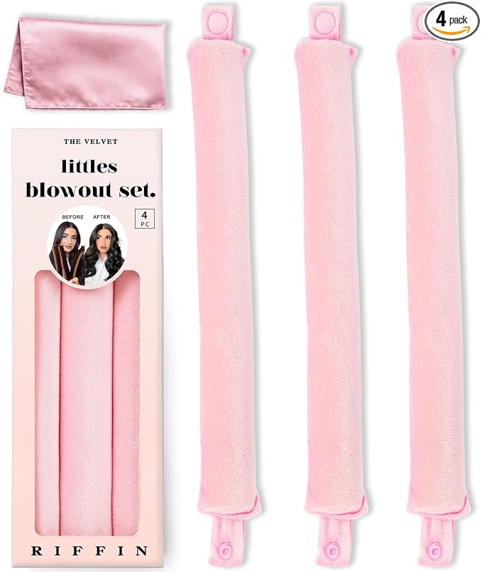 Littles Heatless Curls Overnight Rods - Upgraded Directional Grip Velvet Heatless Hair Curler to Sleep in No Heat Heatless Curling Flexi Rods Foam Hair Rollers for Blowout Look Long & Short Hair