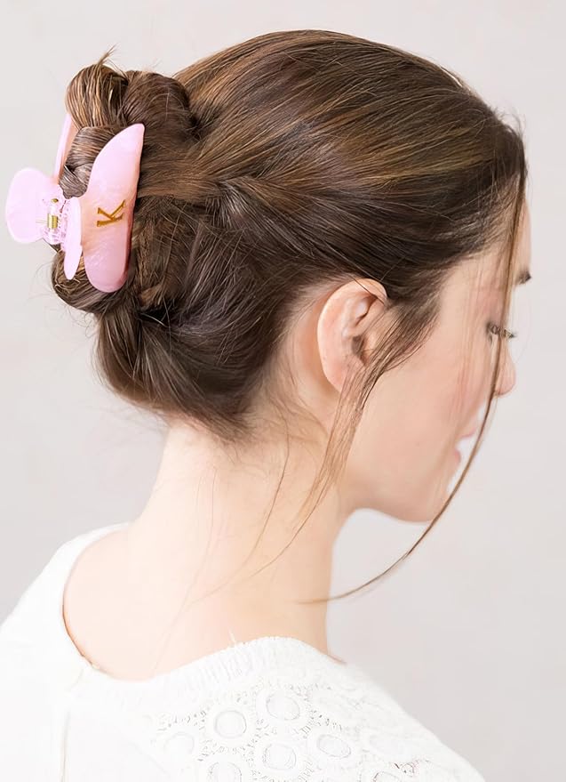Acrylic Letter Hair Clips for Women - Pink Monogram Hair Claw Alphabet Large Hair Clip, Fashion Glitter Claw Clips Elegant And Durable Hair Accessory, Letter L