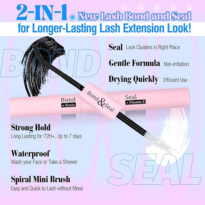 Yawamica Lash Extension Kit 50D 80D Cat Eye Lashes Clusters Kit 7-16mm Wispy Cluster Eyelash Extensions Kit D Curly Eyelash Clusters 240pcs Individual Lashes with Bond and Seal Lash Tweezers DIY Lash