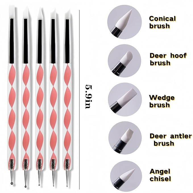 Nail Art Tools Set – 15 Nail Art Brushes + 5 Dotting Pens with Nail Stand Holder – Professional Nail Design Kit for DIY Manicure & Salon Use