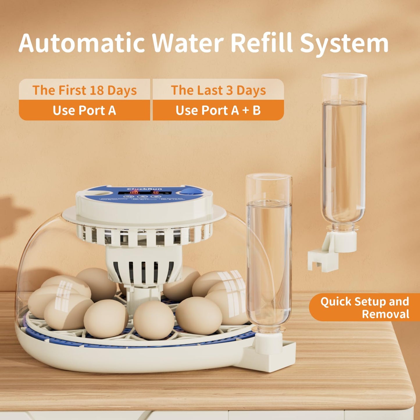 12 Egg Incubators for Hatching Eggs, Temperature and Humidity Control, Automatic Egg Turning, Egg Candler, Automatic Water Refill, for Chicken, Quail & Duck Eggs, Perfect for Home, Farm, Classroom