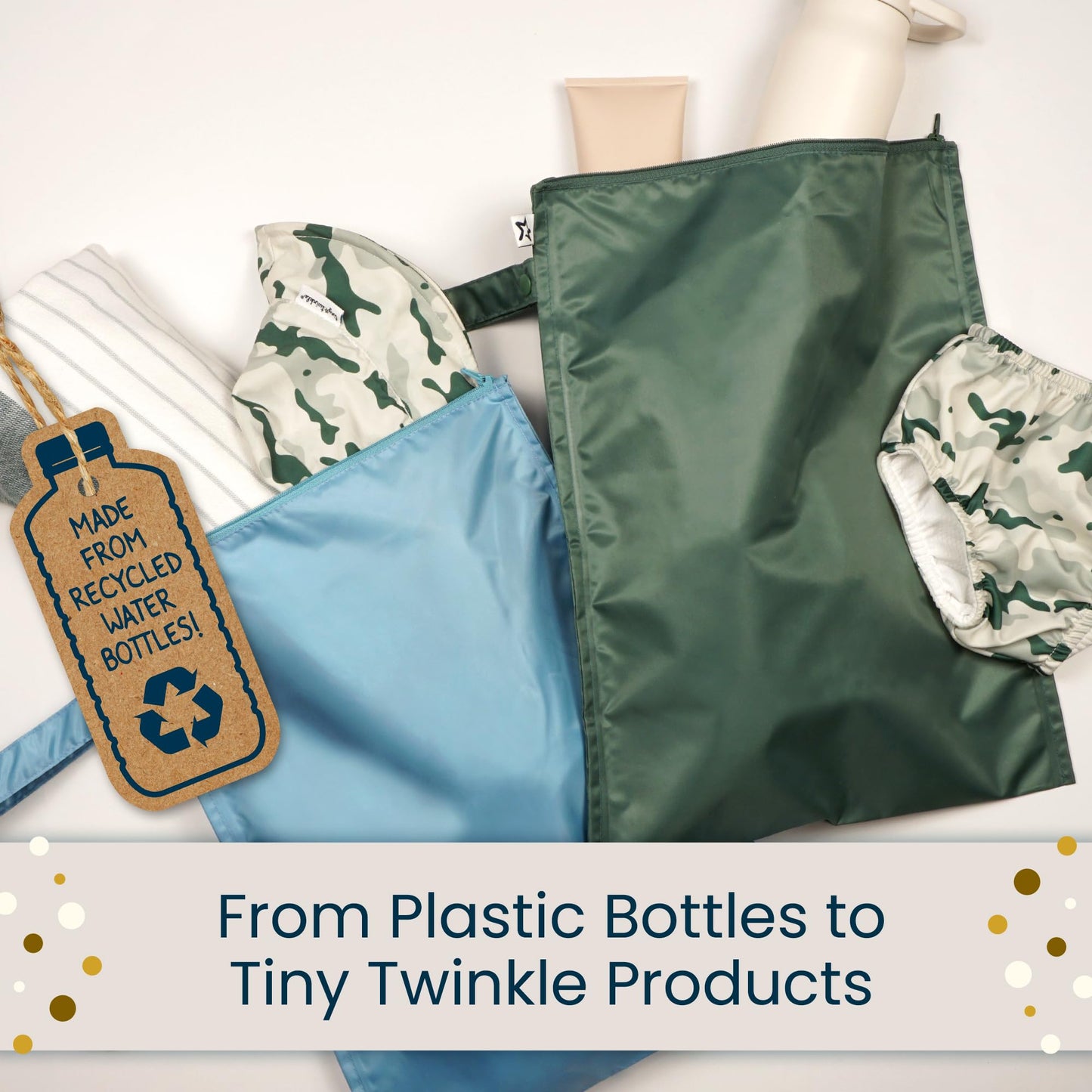 Tiny Twinkle Mess Proof Wet Bags | 2-Pack Reusable Waterproof Wet Bags for Swimsuits | Baby Clothes | Travel & Diaper Bag (Black, Green Checkers)