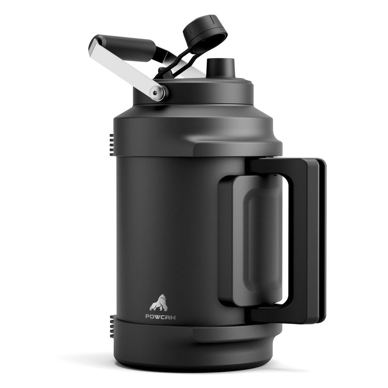 1 Gallon Insulated Water Bottle for Travel: 2-in-1 Straw Spout Lid, Dual Handle, Leakproof, Keep Cold 48H, 128oz Stainless Steel Water Jug for Gym, Biking, Road Trip, Work, Home, Picnic (Midnight)