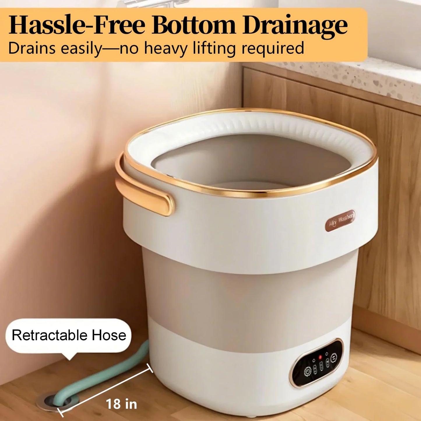 LumenOrbit Portable Washing Machine with Spin Basket, Upgraded 16L Foldable Mini Washer【5-Min Wash・3-Min Spin・1-Year Manufacturer Warranty】Small Washing Machine for Travel, Dorms, RVs, Camping (Gray)