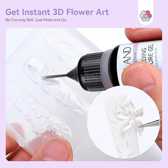 SAVILAND 3D Patting Gel Polish Kit: 9 Colors Pat Gel Polish Palette No-Wipe Blooming Gels Nail Polish 3D Nails Sculpting Gels with Flowers Shape Silicone Mold Sponges for Ombre Aura Nails Art DIY
