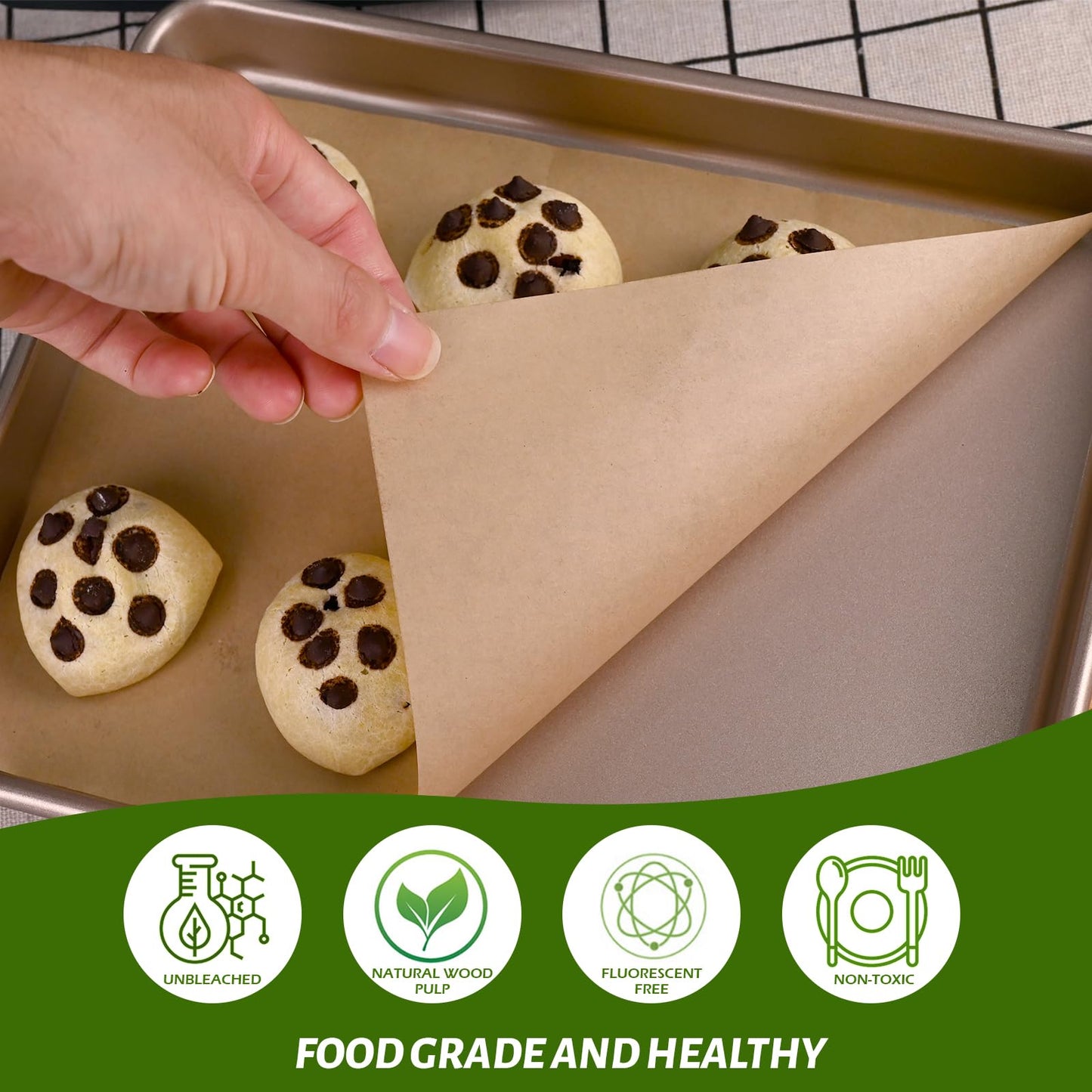 WMKGG 200Pcs Unbleached Parchment Paper for Baking, 12 x 16 Inch Precut Heavy Duty Parchment Paper Sheets for Cooking, Grilling, Air Fryer and Oven