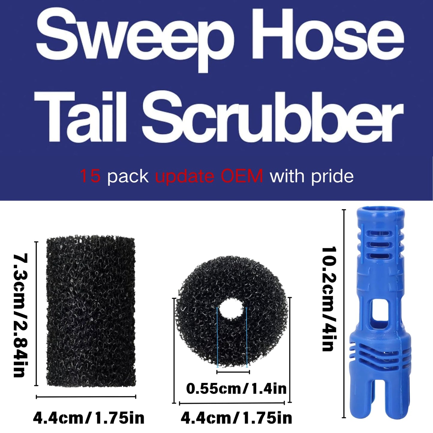 for Polaris Pool Cleaner Parts 15 Pack Polaris 280 Part Sweep Pro Sweep Scrubbers Replacement 2 Hose Tail Scrubber Cleaner Pool Tail Scrubber 280 360 380 180 480 3900
