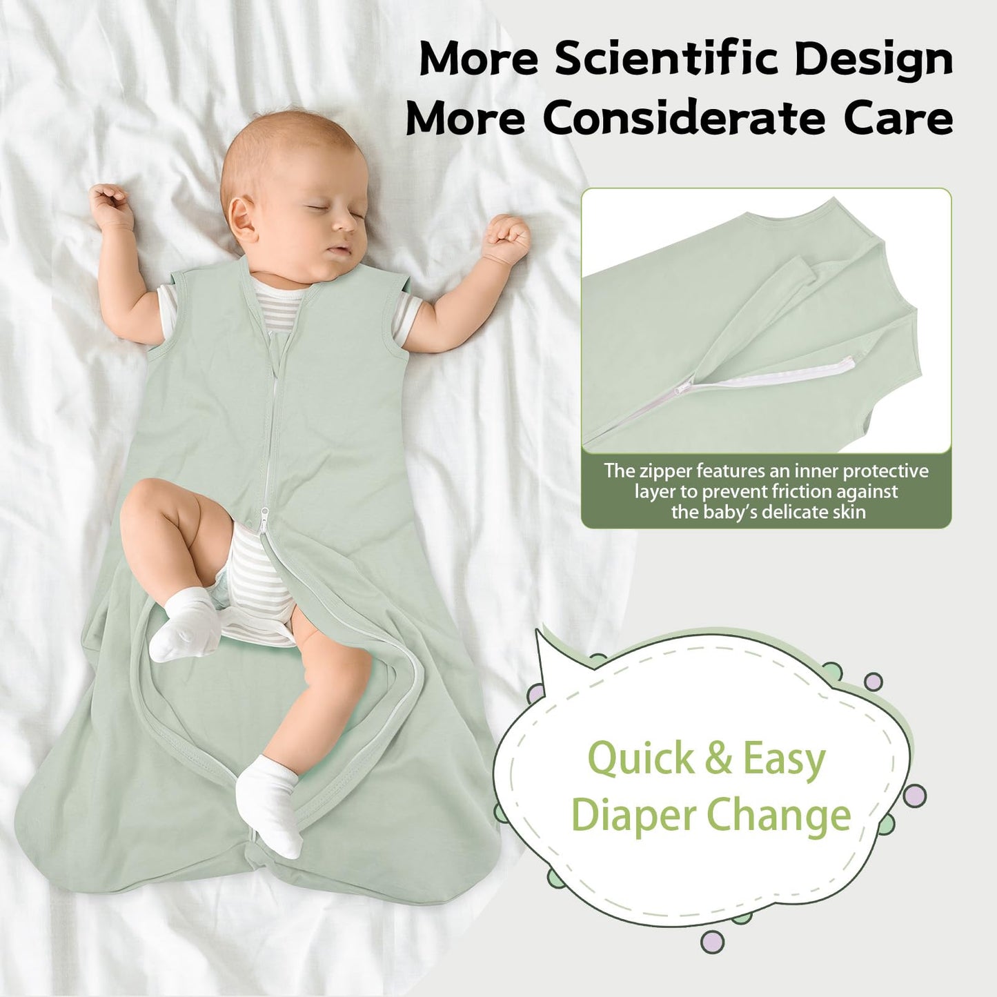 Wrrernsin Baby Sleep Sack 6-12 Months,100% Cotton TOG 0.5 Wearable Blanket for Boys and Girls, 3 Pack 2-Way Zipper Lightweight Sleeping Bags for Toddler Newborn Infant