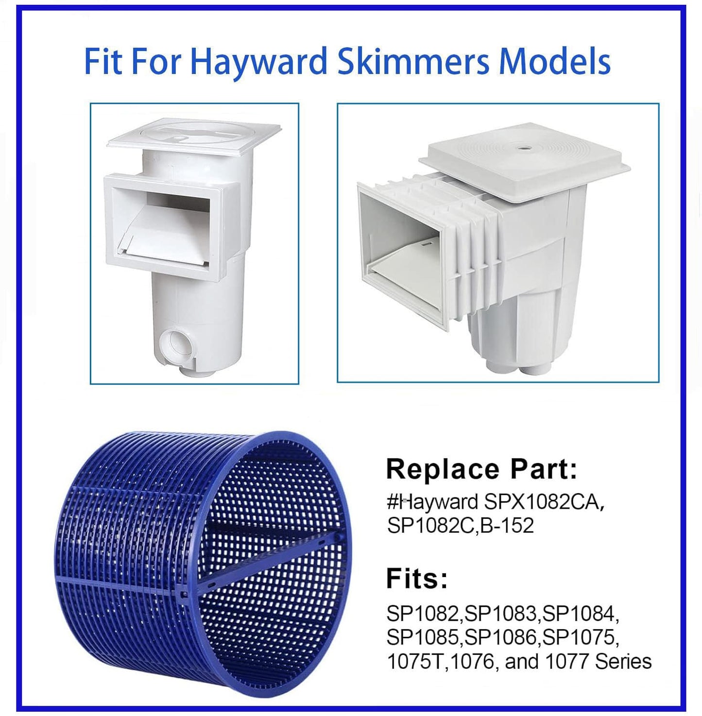 WENPENG Pool Skimmer Basket Replacement,for Hayward Swimming Pool Skimmer SPX1082CA & Aladdin B-152 Skimmer Models,SP1082 SP1083 SP1084 1085 1086 SP1075 1075T 1076 1077 Skimmers Basket (Blue)