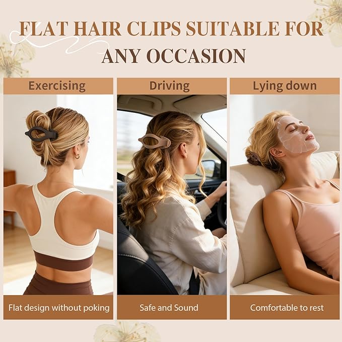 10 Pcs Flat Hair Clips for Women French Concord Claw Clips for Thick and Thin Hair Claw Clips Duck Billed Barrettes Hair Accessories for Women and Girls (Leopard)
