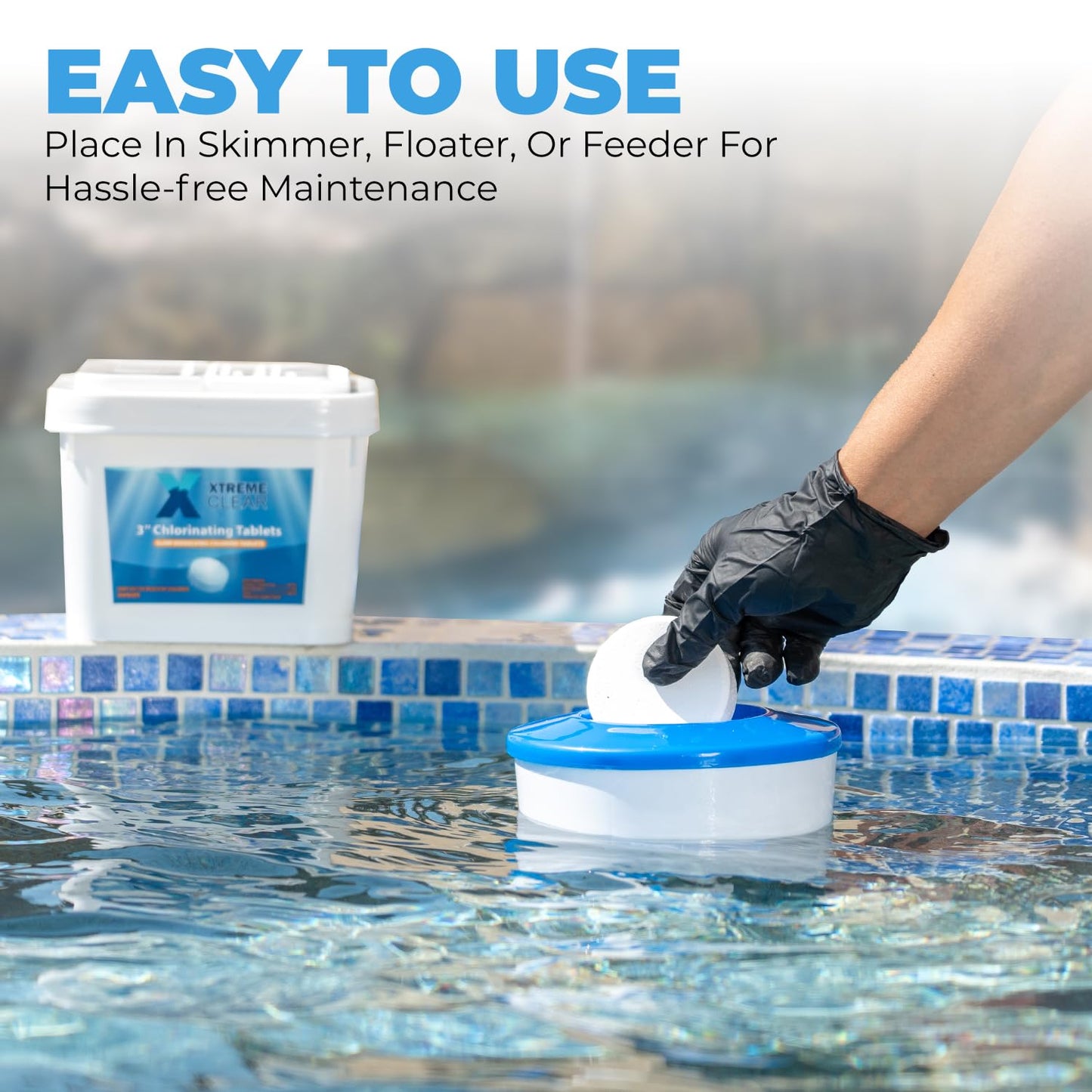XtremeClear 3 Inch Stabilized Chlorine Tablets for Sanitizing Swimming Pools - Individually Wrapped, Slow Dissolving Chlorine - Tri-Chlor - 5 Pounds