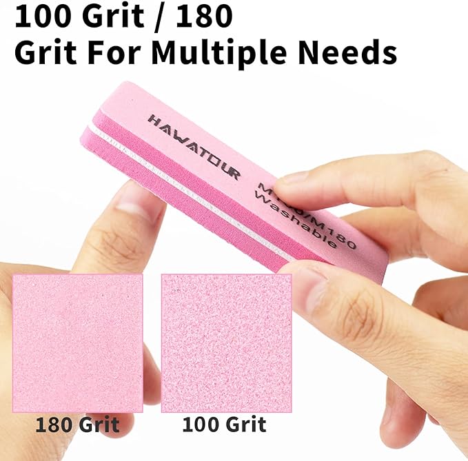 Nail Files and Buffers, 8 Pieces Manicure Kit for Acrylic and Natural Nails, 100/180 Grit Rectangular Art Care Buffer Block Tools Home Salon, Multicolored