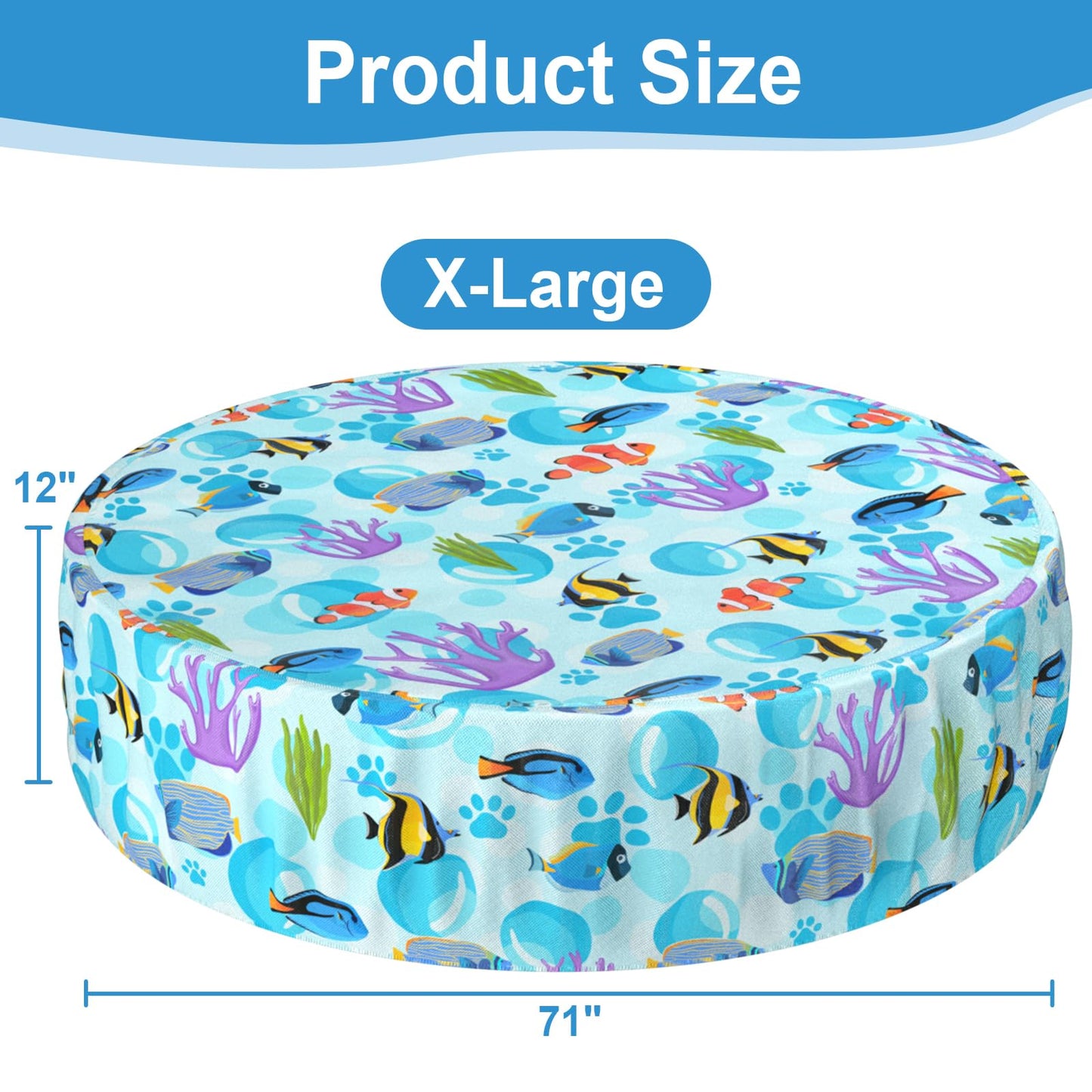 Ladadee Foldable Round Dog Swimming Pool Cover, for 32 "/63“/48” Collapsible Outdoor Tub, PVC Coating Waterproof and UV Protection, Leakproof Washable Kiddie Pet Small Paddling Bath Accessories