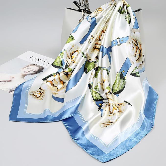 vimate 35" Square Silk Like Head Scarf - Women's Fashion Satin Scarf Bandana for Hair Wrapping at Night.