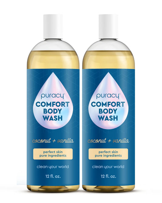 Puracy Natural Body Wash - 2pk 12 fl oz / 355 ml - Body Wash Sensitive Skin - 98.6% Pure Plant Ingredients - Body Wash Women, Men & Kids - Moisturizing Body Wash / Shower Gel - Coconut & Vanilla