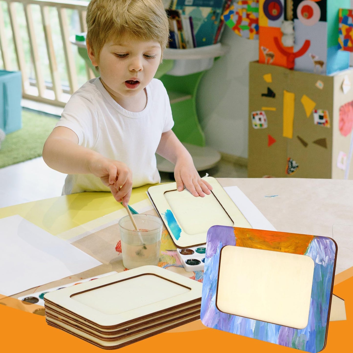 VOKOY 15 Pack Wooden Picture Frames for Crafts,DIY Wood Craft Picture Frames for 4" x 6" Photos,Unfinished Standing Photo Frames DIY Crafts Wood Decorate for Mother's Day Birthday Party Gifts
