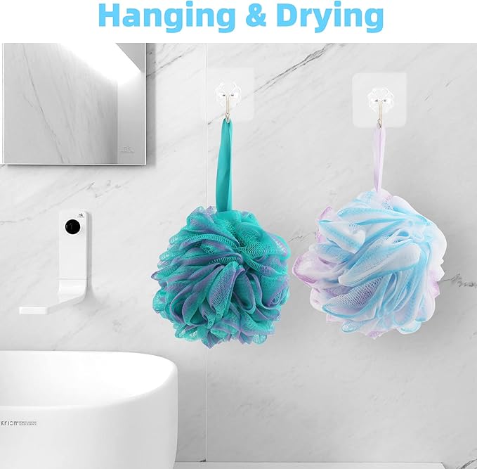 Chuya Bath Loofahs Sponges 80g XL Size,4 Pack Shower Sponge Exfoliating Cleaning Bath Loofa Body Scrubber Balls for Family Washing