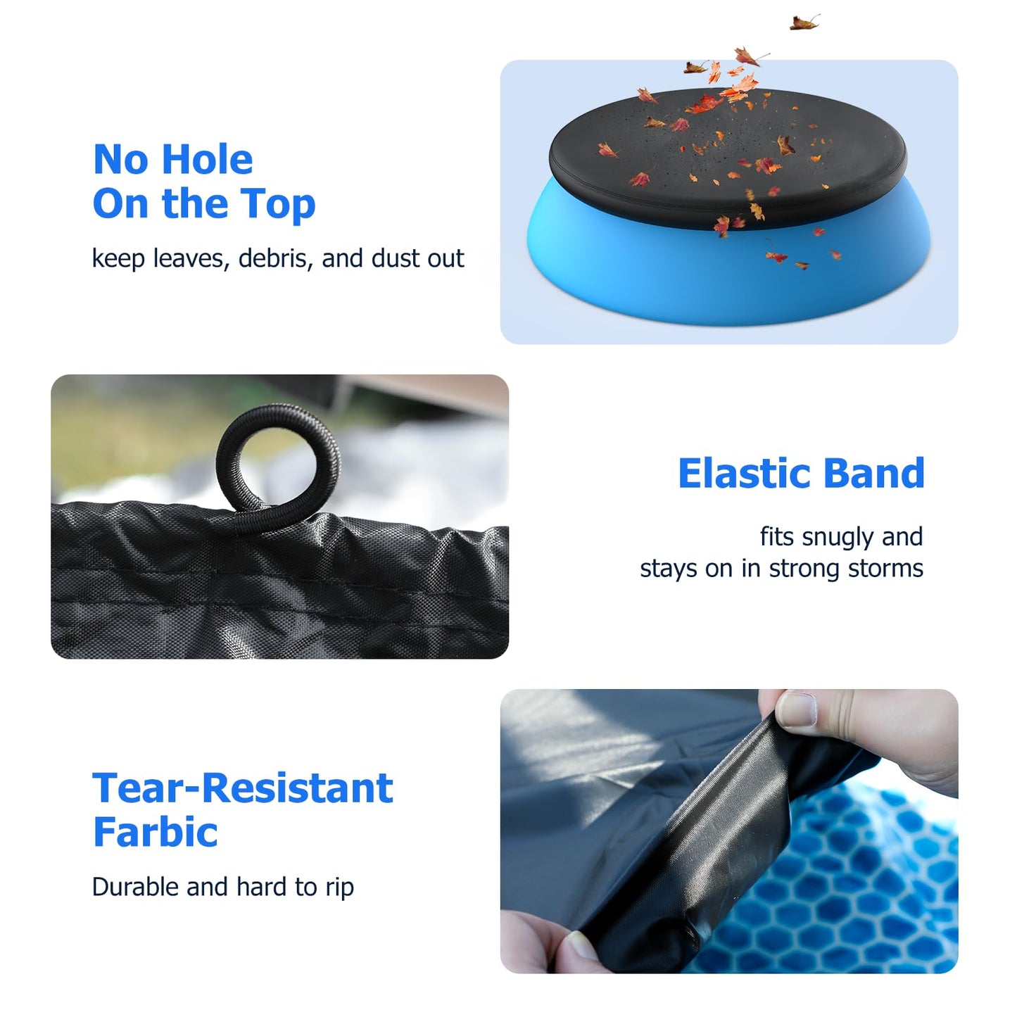 13 ft Round Pool Cover, Compatible with Intex/Bestway Outdoor Round Inflatable Above Ground Swimming Pool, Elastic Bands for Easy Installation, No Drain Holes, Prevent Leaves, Debris and Dust